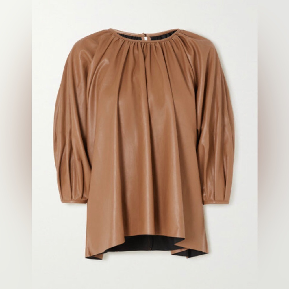 Frankie Shop Gathered Faux Leather Top
